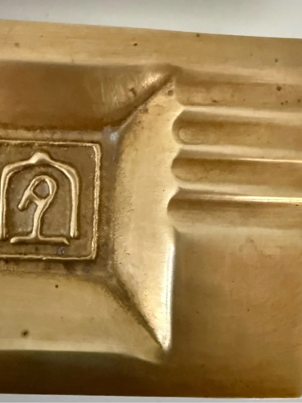 ⁠Vintage Egyptian Brass Hieroglyph Ashtray Trays Mid Century Art Deco Set of 2⁠